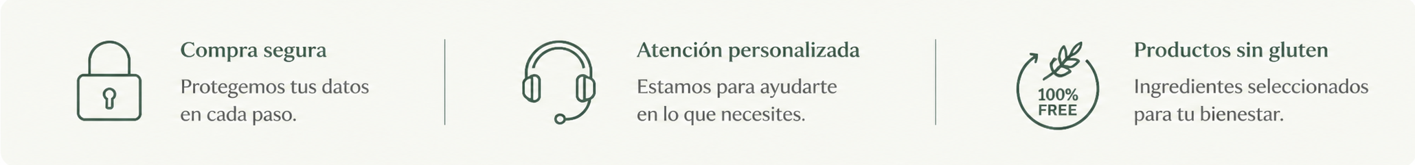 Compra segura. Atenci&oacute;n personalizada. Productos sin gluten.
